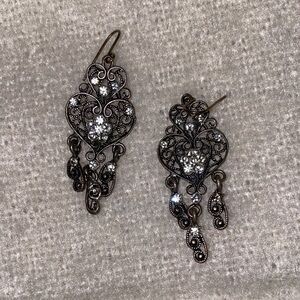 Elegant Silver Heart Dangle Earrings